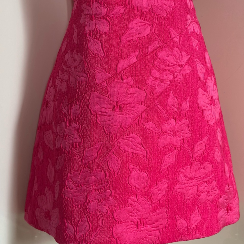 ALICE + OLIVIA Perla Boned Strapless Pleated Dress in Hot Pink sz 6 - Picture 7 of 14